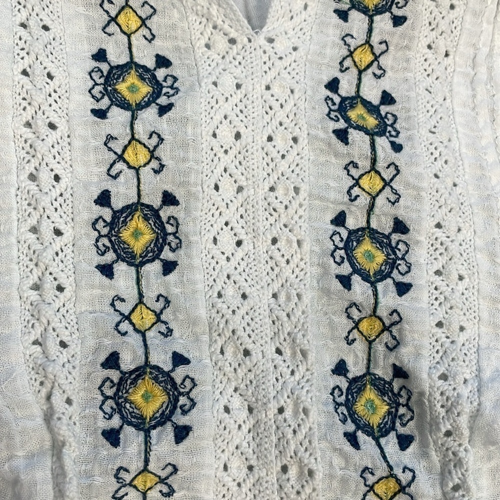 Lucky Brand Lace Eyelet Detail Top Sleeveless White Embroidered Sz XL - Picture 5 of 13
